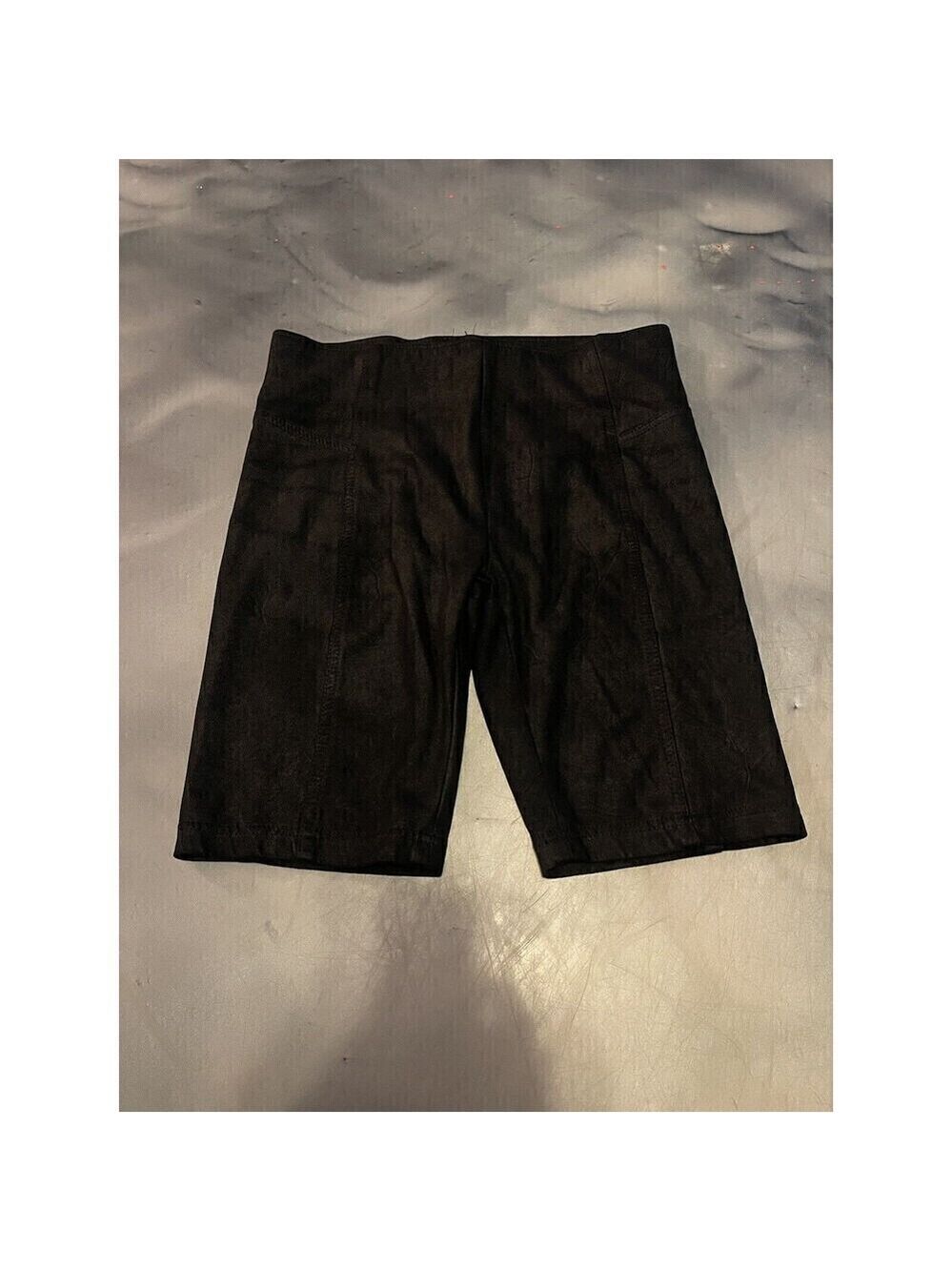 Free People Heatwave Bike Shorts Women Size XS Black Faux Suede